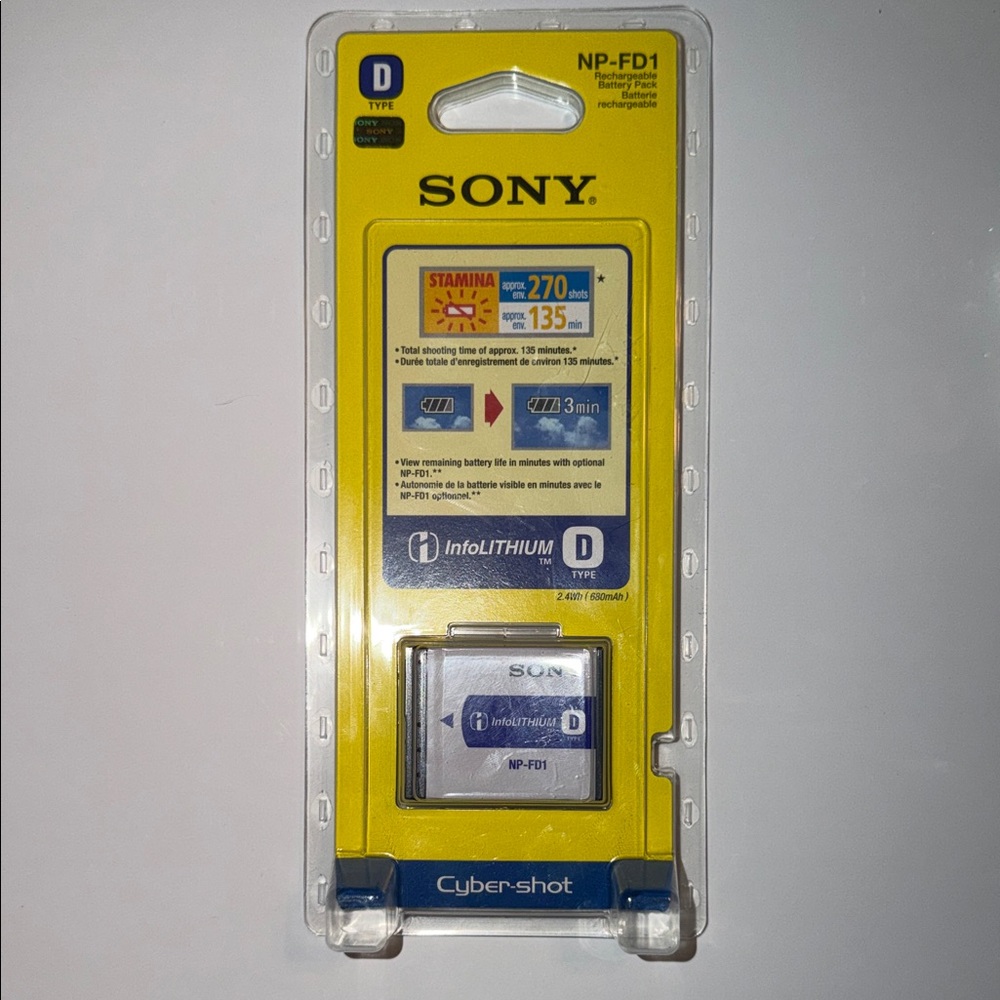 Sony NP-FD1 Digital Camera Battery Pack-Cyber-Shot-680mAh